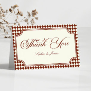 Tarjeta De Agradecimiento Boda Vintage de Lujo en Burdeos Antiguo