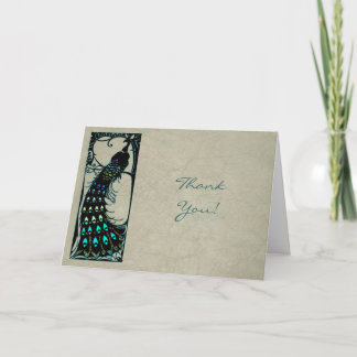 Tarjeta De Agradecimiento Boda Vintage de Pavo Real Gracias