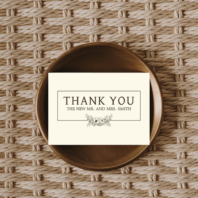 Tarjeta De Agradecimiento Boda Vintage Floral (Vintage Floral Minimalist Wedding Thank you Card
)