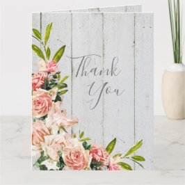 Tarjeta De Agradecimiento Boda vintage floral de color de agua de Rubor rúst