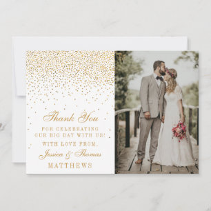 Tarjeta De Agradecimiento Boda Vintage Glam Gold Confetti