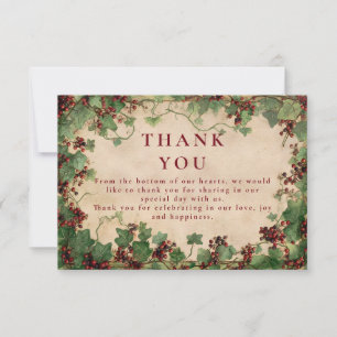 Tarjeta De Agradecimiento Boda Vintage Ivy and Berries