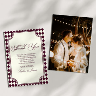 Tarjeta De Agradecimiento Boda Vintage Marfil Vino Dinero Antiguo de Lujo