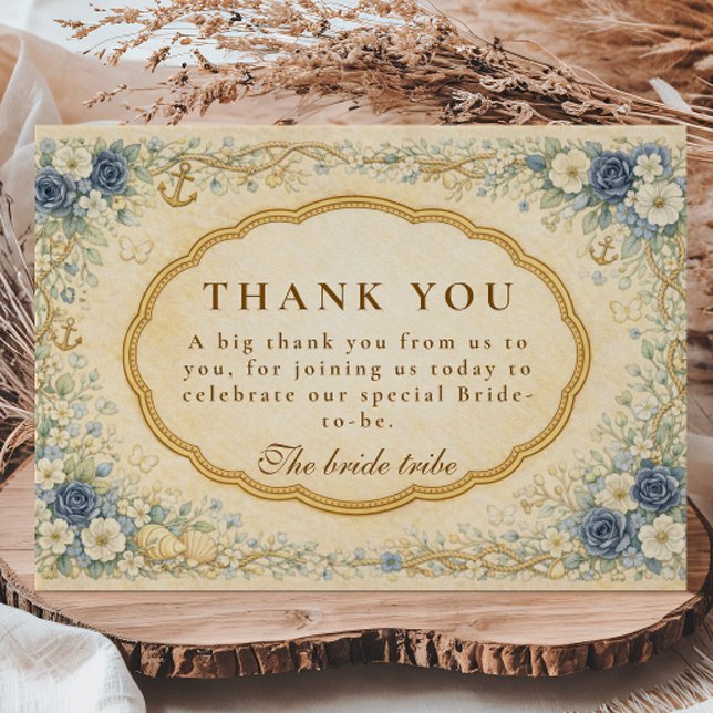 Tarjeta De Agradecimiento Boda Vintage Navy Costera (Subido por el creador)