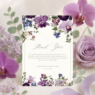 Tarjeta De Agradecimiento Boda Vintage Purple Floral