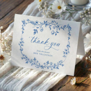 Tarjeta De Agradecimiento Boda Vintage Toile Francesa Ducha de Novia