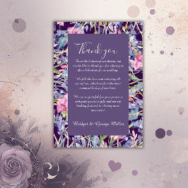 Tarjeta De Agradecimiento boda violeta de flores silvestres de color pastel