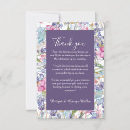 Tarjeta De Agradecimiento boda violeta de flores silvestres de color pastel