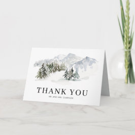 Tarjeta De Agradecimiento Boda Watercolor Snowy Winter Forest Woodland