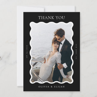 Tarjeta De Agradecimiento Boda Wavy Black and White Photo W Note