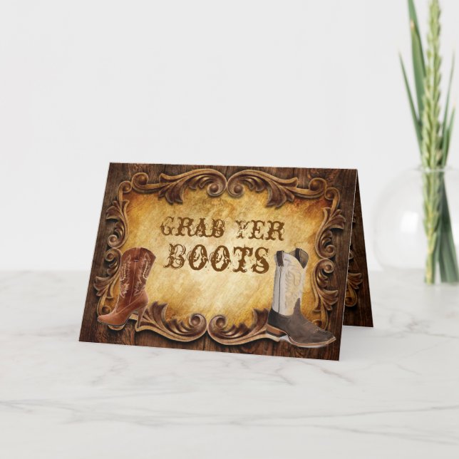 Tarjeta De Agradecimiento Boda Western de Vaquero Rústico Campestre (Anverso)