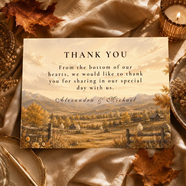 Tarjeta De Agradecimiento Boda Western Otoñal Rústica (Subido por el creador)
