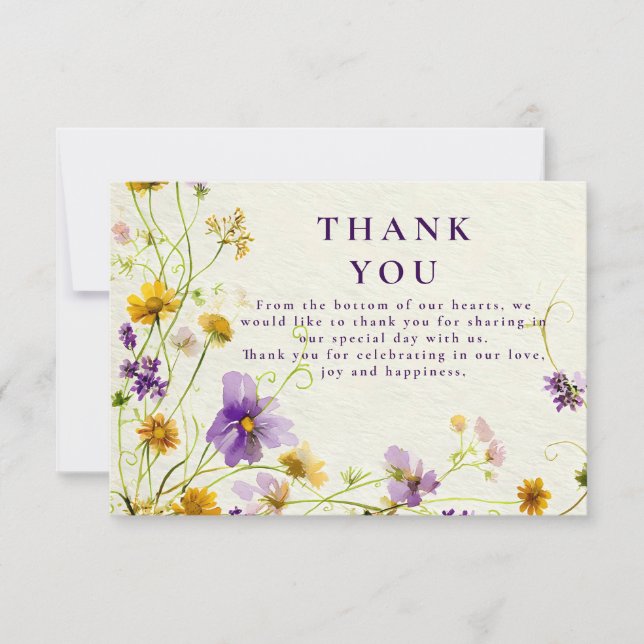 Tarjeta De Agradecimiento Boda Wildflower Meadow (Anverso)