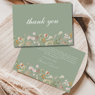 Tarjeta De Agradecimiento Boda Wildflower Sage Green Boho