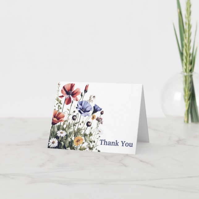 Tarjeta De Agradecimiento Boda Wildflowers (Anverso)