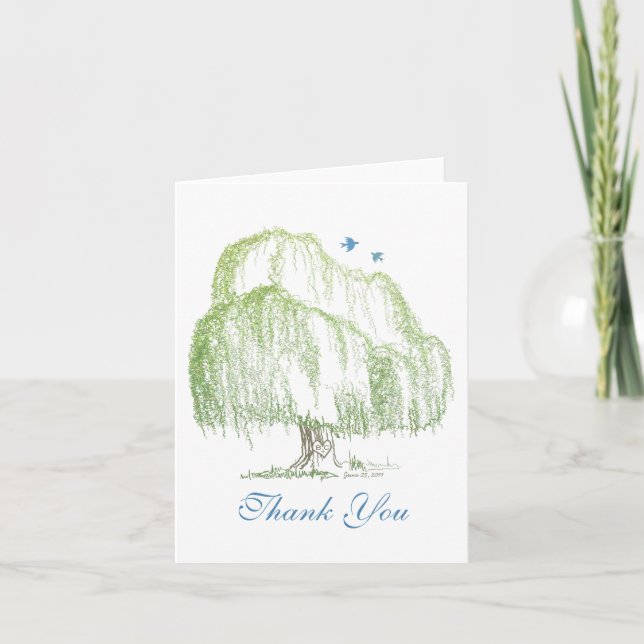 Tarjeta De Agradecimiento Boda Willow Tree Gracias Cartas (Anverso)