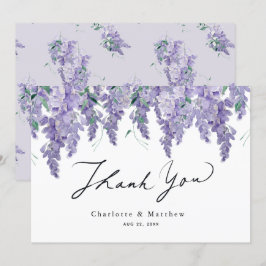 Tarjeta De Agradecimiento Boda Wisteria Purple Watercolor