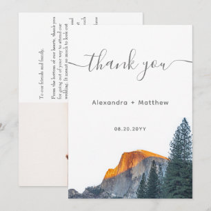 Tarjeta De Agradecimiento Boda Yosemite Half Dome Sunset Gracias Cartas