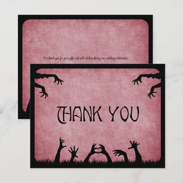 Tarjeta De Agradecimiento Boda Zombie Horror Halloween (Anverso / Reverso)