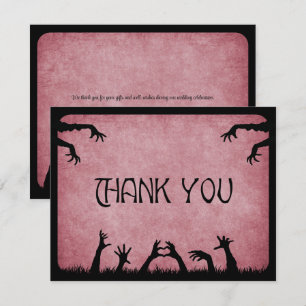 Tarjeta De Agradecimiento Boda Zombie Horror Halloween