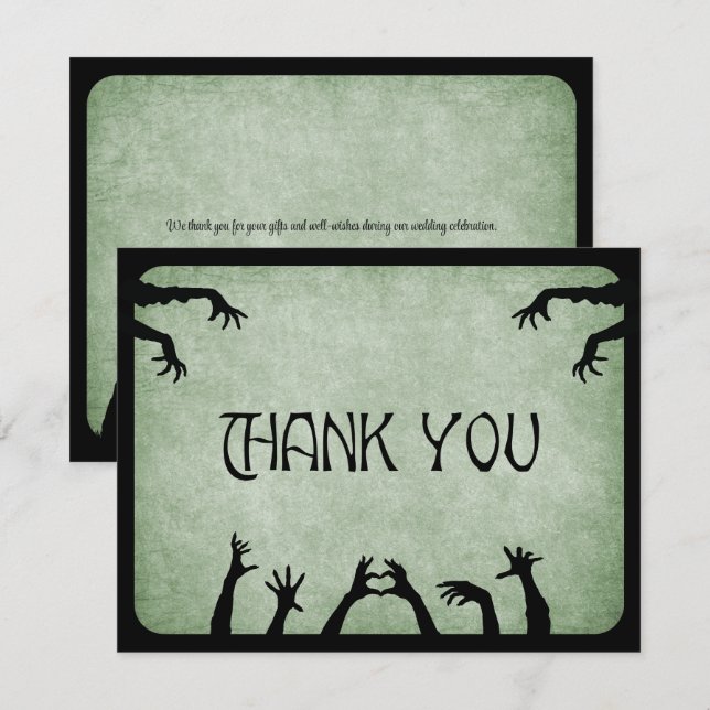 Tarjeta De Agradecimiento Boda Zombie Horror Halloween (Anverso / Reverso)
