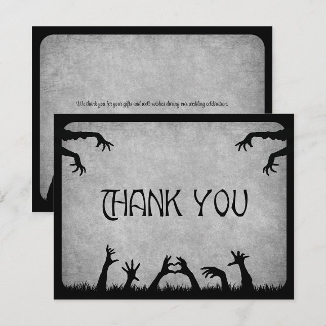 Tarjeta De Agradecimiento Boda Zombie Horror Halloween (Anverso / Reverso)