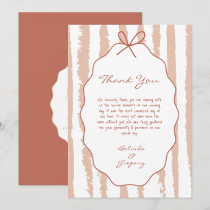 Tarjeta De Agradecimiento Bodas caprichosas con rayas manuscritas pintadas