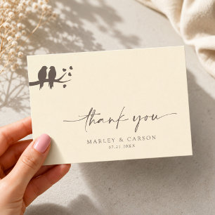 Tarjeta De Agradecimiento Bodas Clásicas Formales Románticas con Aves