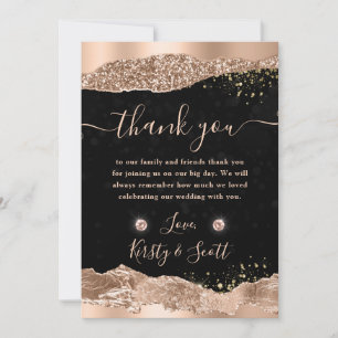 Tarjeta De Agradecimiento Bodas con Bordes de Lágrimas Glam Brillantes de Or