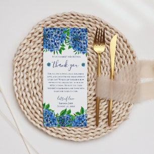 Tarjeta De Agradecimiento Bodas de Acuarela de Hortensias Azules Elegantes