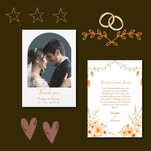 Tarjeta De Agradecimiento bodas de boho en tierra neutra rústico