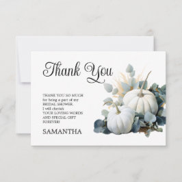 Tarjeta De Agradecimiento Bodas de calabazas blancas y eucalipto Bridal Show