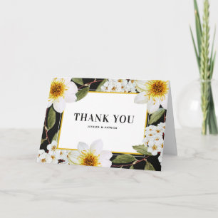 Tarjeta De Agradecimiento Bodas de Dahlias Blancas Botánicas y Spireas
