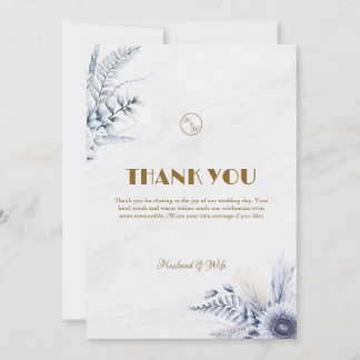 Tarjeta De Agradecimiento Bodas de Flores Azules Simples Personalizadas