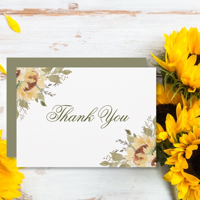 Tarjeta De Agradecimiento Bodas de Girasoles Suaves Verdes (Subido por el creador)