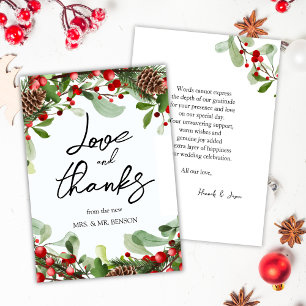 Tarjeta De Agradecimiento Bodas de Navidad con Bayas Rojas de Invierno Graci