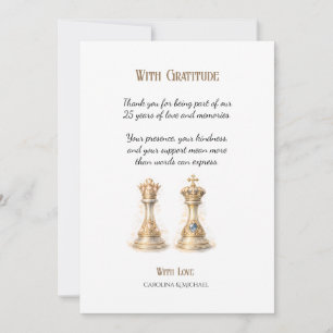 Tarjeta De Agradecimiento Bodas de Oro 25 Años de Amor Aniversario de Boda