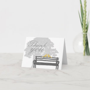 Tarjeta De Agradecimiento Bodas de pájaros en un banco de parque