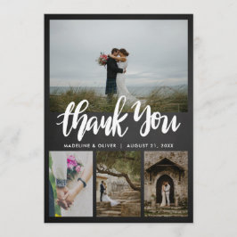 Tarjeta De Agradecimiento Bodas de Pizarra Cuatro Fotos | Guión de agradecim
