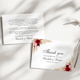 Tarjeta De Agradecimiento Bodas de Rosas de Borgoña