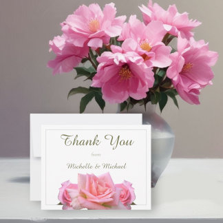 Tarjeta De Agradecimiento Bodas de Rosas Rosadas Perfectas
