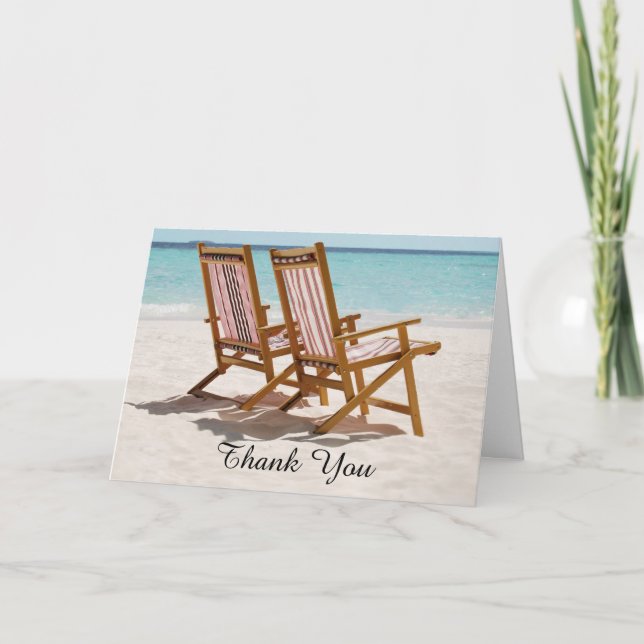 Tarjeta De Agradecimiento Bodas de Sillas de Playa Gracias (Anverso)