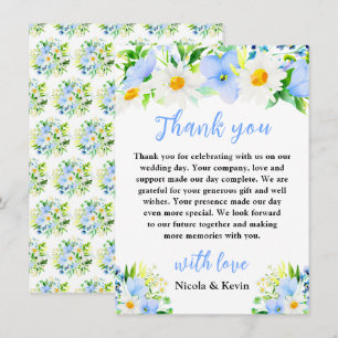 Tarjeta De Agradecimiento Bodas Florales de Nomeolvides y Margaritas