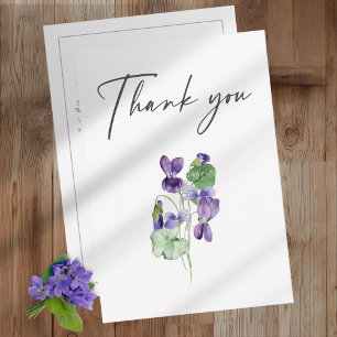 Tarjeta De Agradecimiento Bodas Minimalistas Elegantes con Acuarela de Viole