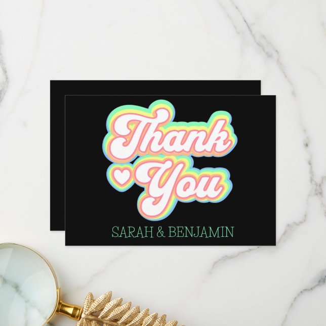 Tarjeta De Agradecimiento Bodas personalizados de los años 60 y 70 retro (Anverso/Reverso In Situ)