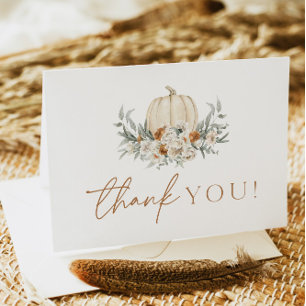 Tarjeta De Agradecimiento BOHEME Boho Otoño Terracota Floral Calabaza