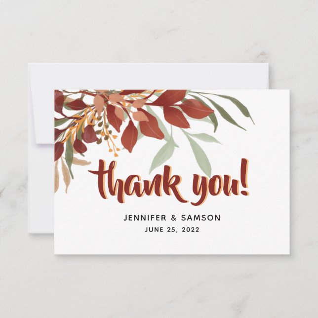 Tarjeta De Agradecimiento Bohemia de otoño con acuarela rusa (Anverso)