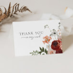 Tarjeta De Agradecimiento Bohemia de otoño gracias Notecard<br><div class="desc">Este Boda bohemio de otoño Gracias Notecard de la colección Emilia presenta florales dibujados a mano en tonos de burdeos,  rosa y oro en otoño. Personalízalo con tus datos fácil y rápidamente. Simplemente pulse el botón "personalizar" para reorganizar y formatear el estilo y la ubicación del texto.</div>