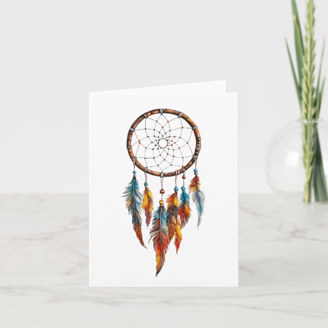 Tarjeta De Agradecimiento Bohemian Feather Dreamcatcher Greetings Card (Anverso)