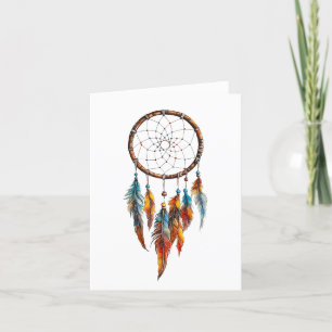 Tarjeta De Agradecimiento Bohemian Feather Dreamcatcher Greetings Card